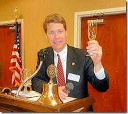 In November, the Rotary Club of Beaufort celebrated 80 years of “Service Above Self.” Pictured above: President Sam leads the club in  a champagne toast to “many more.”