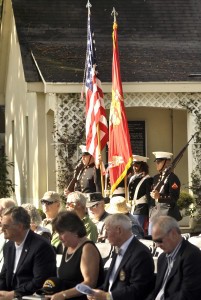 The official United States Marine Corps Color Guard Posts the Colors to begin the Vietnam War Commemoration.