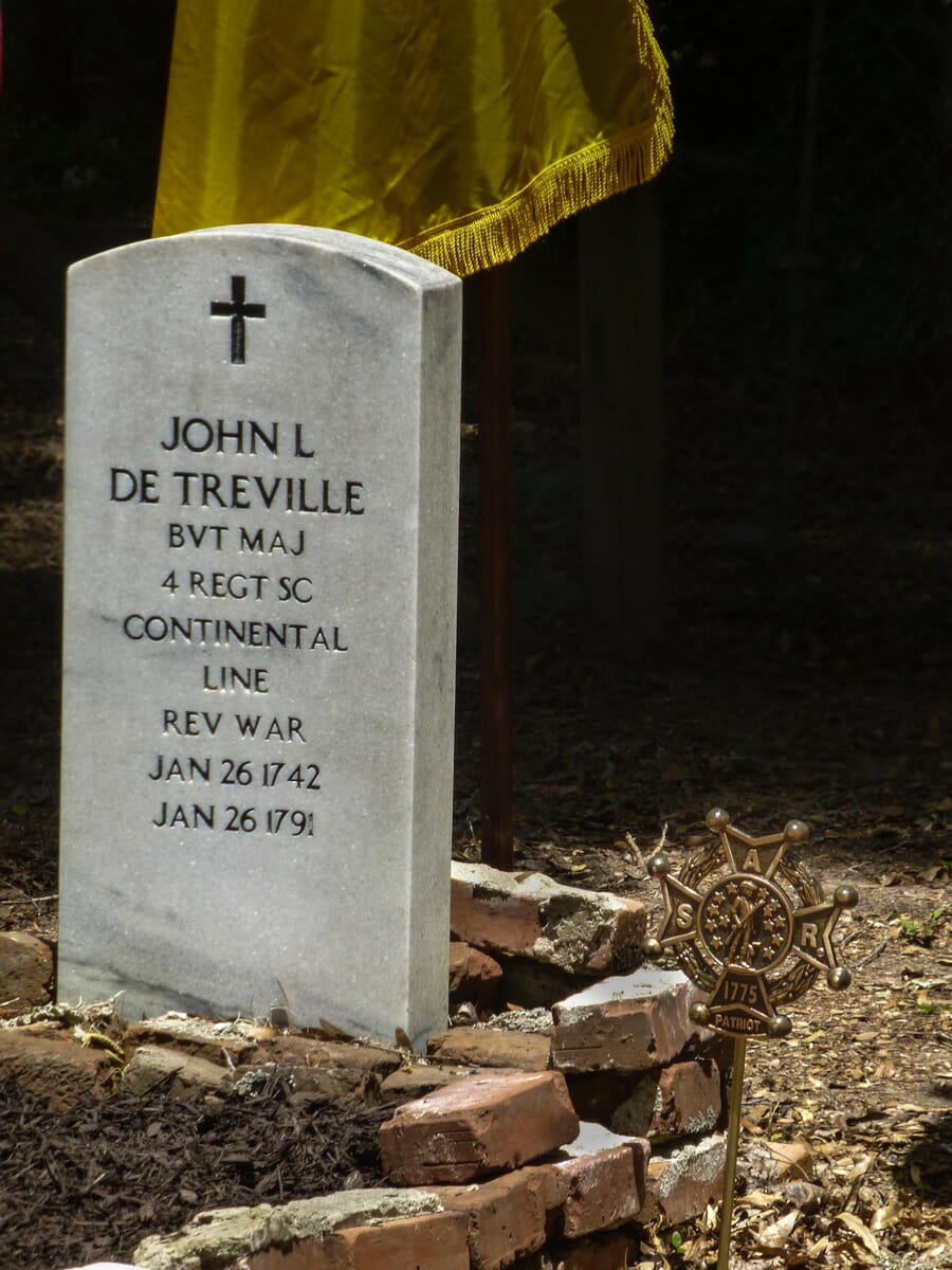 This marker commemorates Maj. John LaBoularderie de Treville.