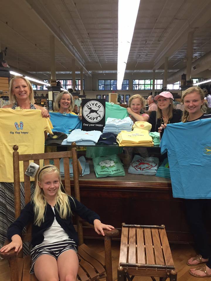 The River Happy team shows off the brand’s new display at Grayco Hardware and Home. 