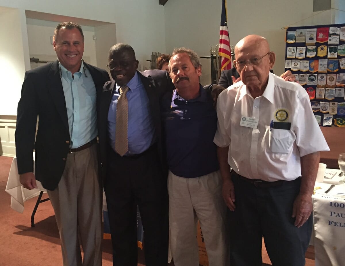 The Rotary Club of Beaufort welcomed new members at its Aug. 24 meeting. From left are Rotary Club President Willie Mack Stansell; new members the Rev. Dr. John C. Dortch and Wayne Grabenbauer Jr.; and Wayne “Gabby” Grabenbauer Sr., who sponsored both new members. 