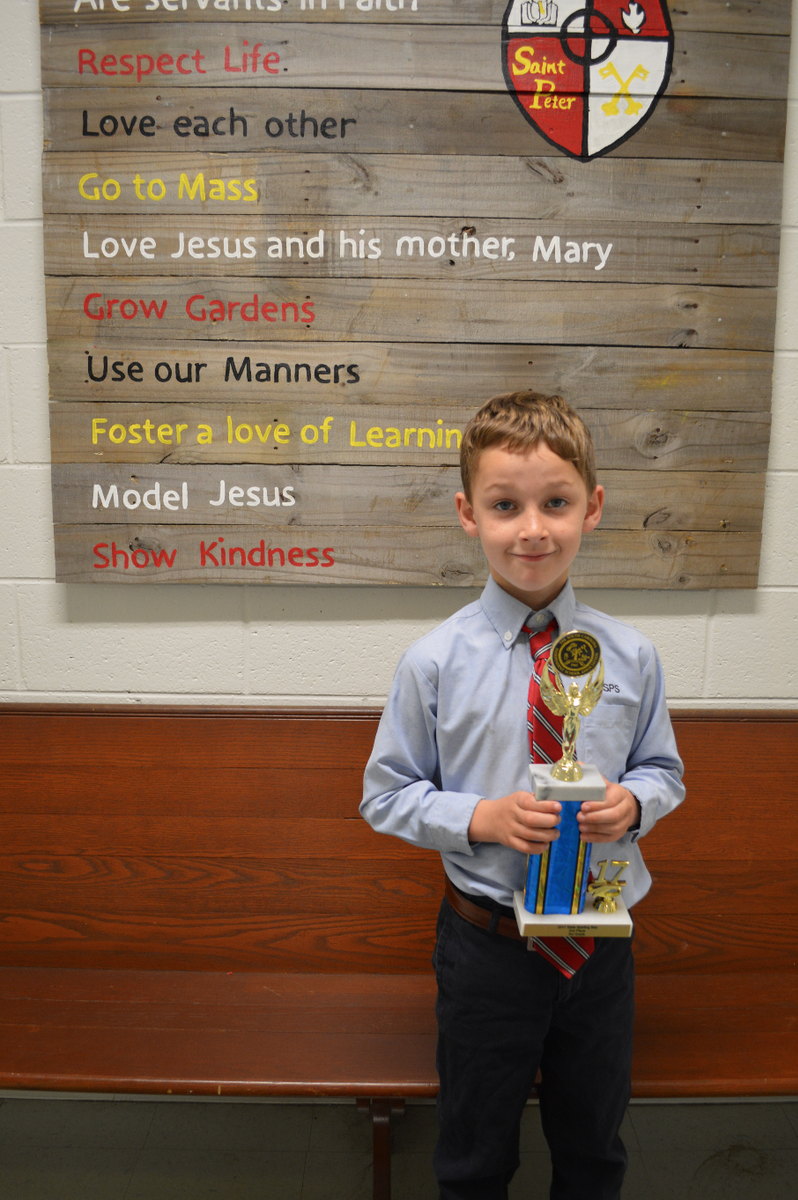 St. Peter's Catholic School student Harrison Thayer came in first place in the SCISA Regional Spelling Bee and second place in the State Spelling Bee.