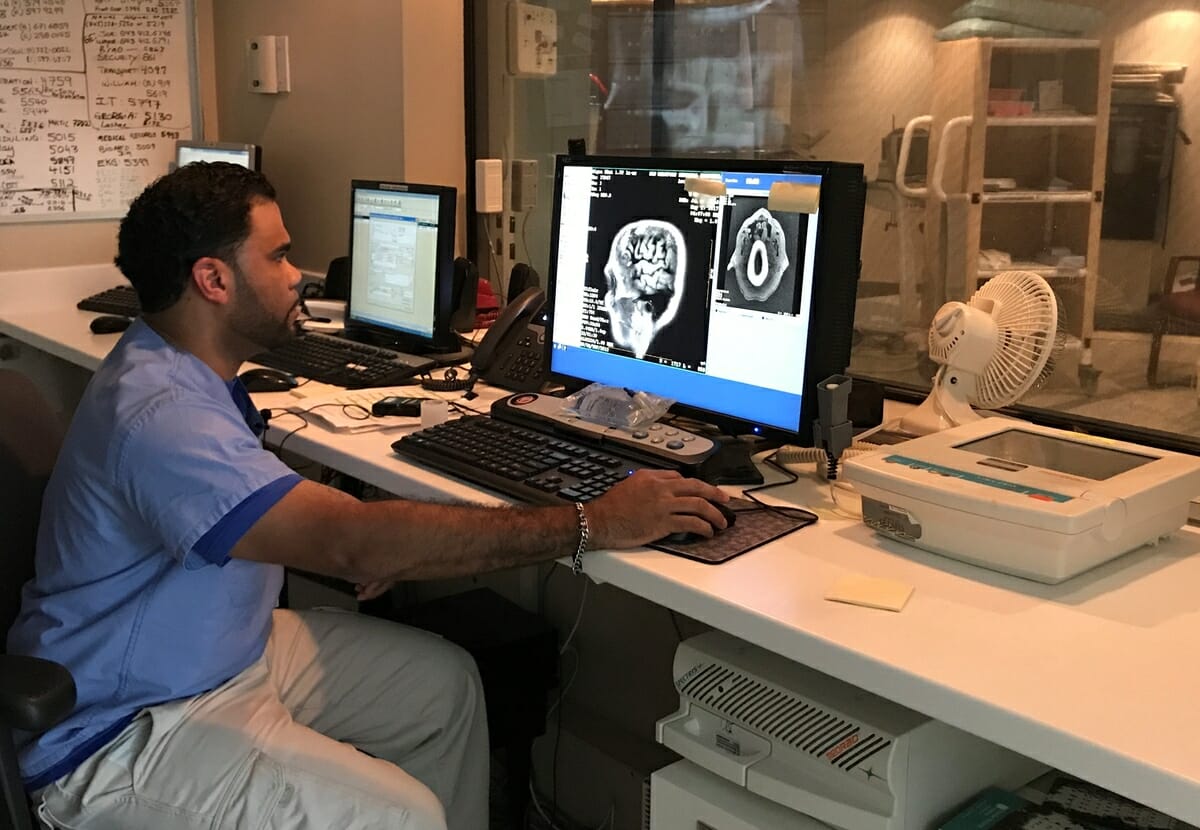 Beaufort Memorial MRI technician Mario Rodriguez performs an MRI using the Diffusion Tensor Imaging (DTI). BMH is the first hospital in the Lowcountry to apply DTI to look at the path of white matter in the brain, which can show brain abnormalities. Photo provided.