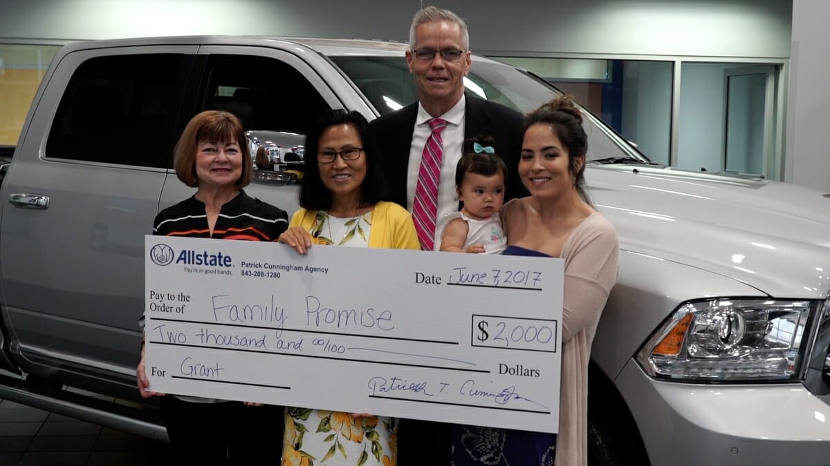 From left are Family Promise Executive Director Lynda Halpern, Jeannie Cunningham, Pat Cunningham and Kathleen Cunningham (holding little Lana). Photo provided.