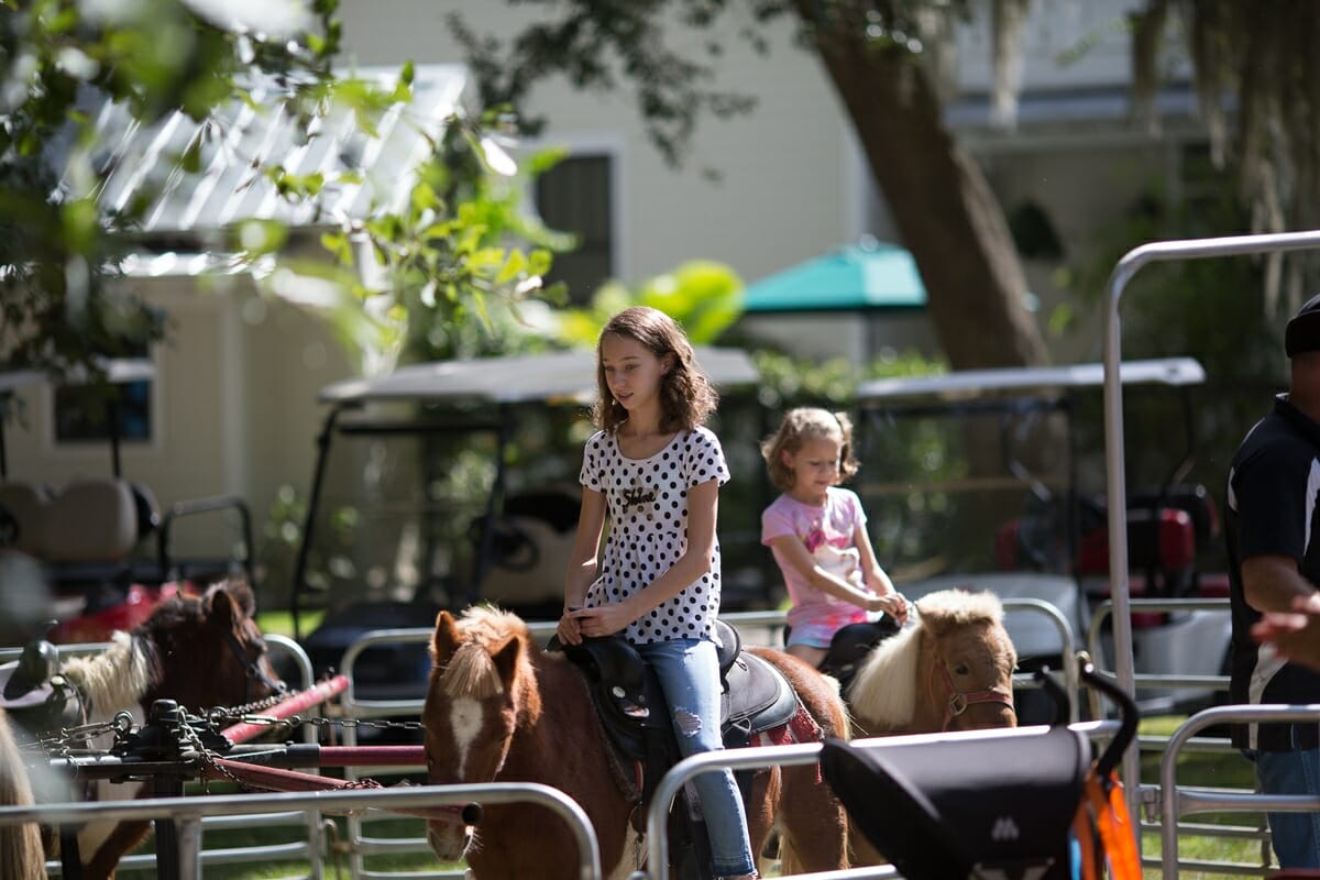 Kids take pony rides at the Annual Habersham Harvest Festival. Photo by SK Signs & Designs.