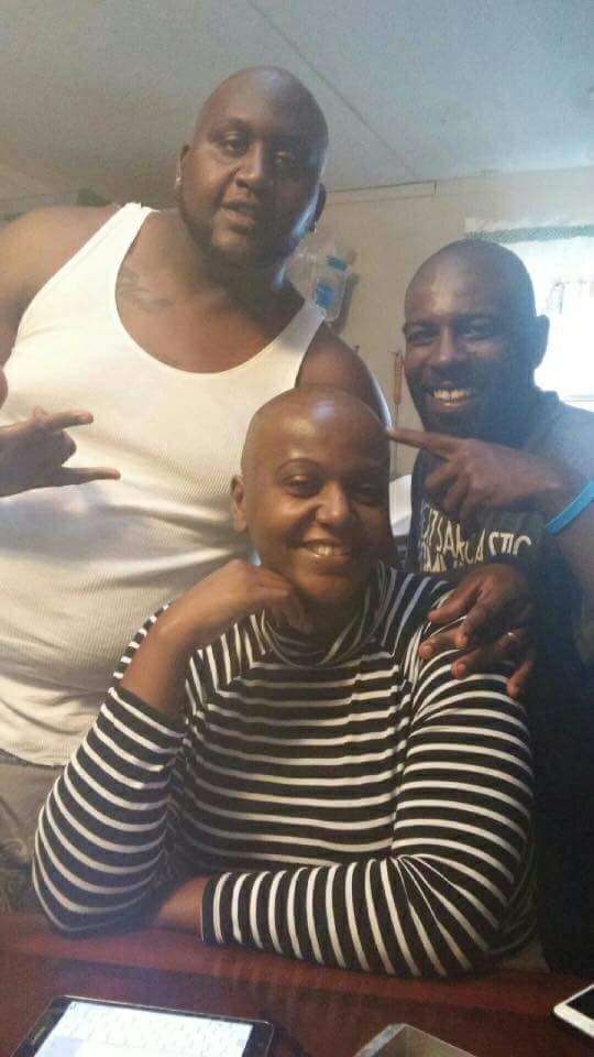 Alicia Wynn’s fiancé and brother shaved their heads in solidarity. Photo provided.