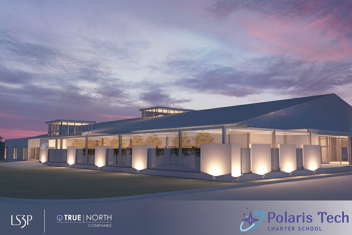 This is an architect’s rendering of the entry to Polaris Tech Charter School.